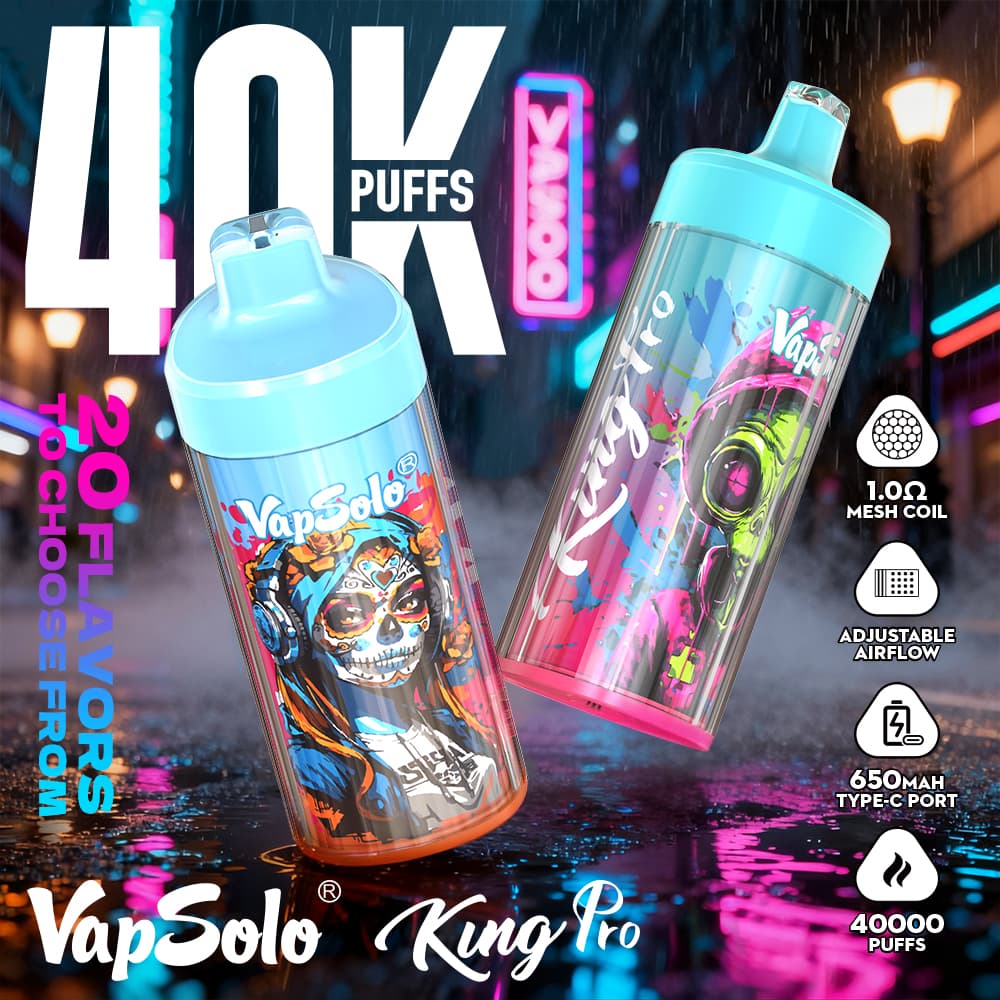 VapSolo King Pro 40000, vaper desechable de 40.000 caladas con 20 sabores y nicotina 2% / 5%